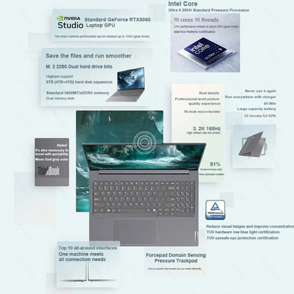 【2025 New Stock】ThinkBook16+ Ultra 9 285H + RTX 5060 + 32GB DDR5 + 1TB SSD + 165HZ + 3200*2000