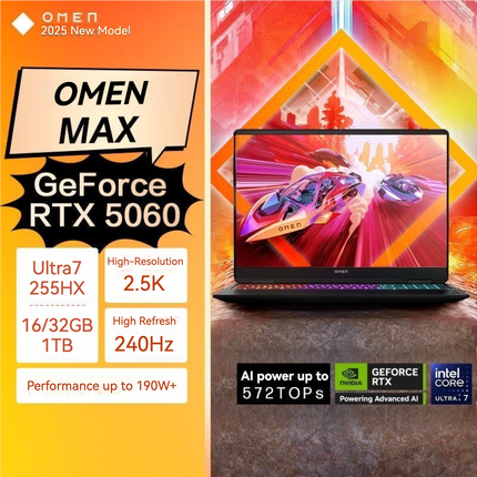 【2025 NEW】OMEN MAX U7 255HX + RTX5060 + 16GB DDR5 + 1TB SSD + 240HZ + 2.5K Display
