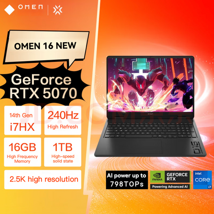 【2025 NEW】OMEN 16 i7 14650HX + RTX5070 + 16GB DDR5 + 1TB SSD + 240HZ + 2.5K Display